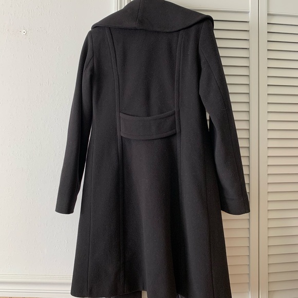 Anne Kline / Black Wool Long Coat , Heavy Winter Coat / Dramatic Collar - Picture 5 of 8